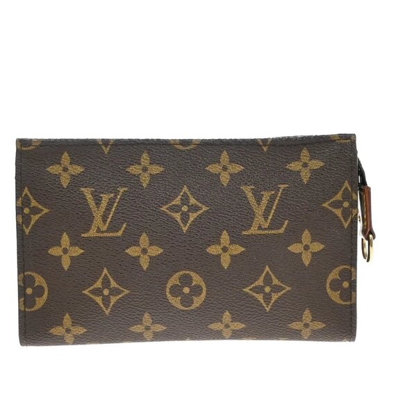 LOUIS VUITTON Logo BUCKET PM Pouch Bag Monogram Leather Brown France - Picture 1 of 13